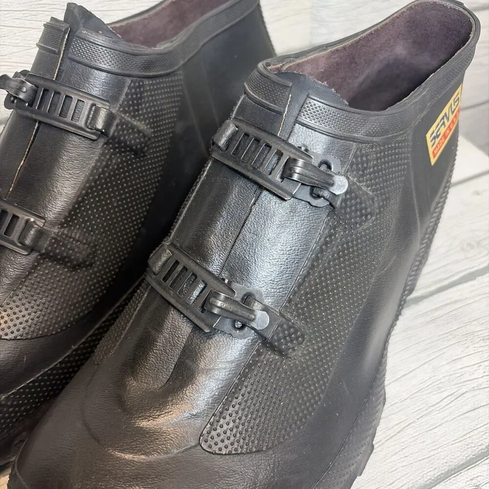 Servus USA made Black Rubber Galoshes Boots Slip on Shoe Cover Men's Rain Size 9